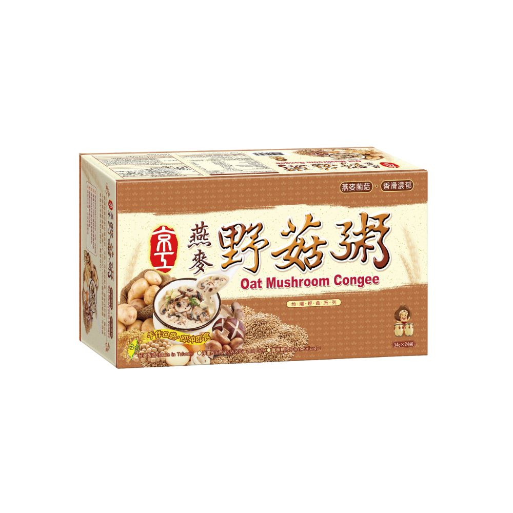 美國配送【京工】燕麥野菇粥 34g, 8packs/ Box