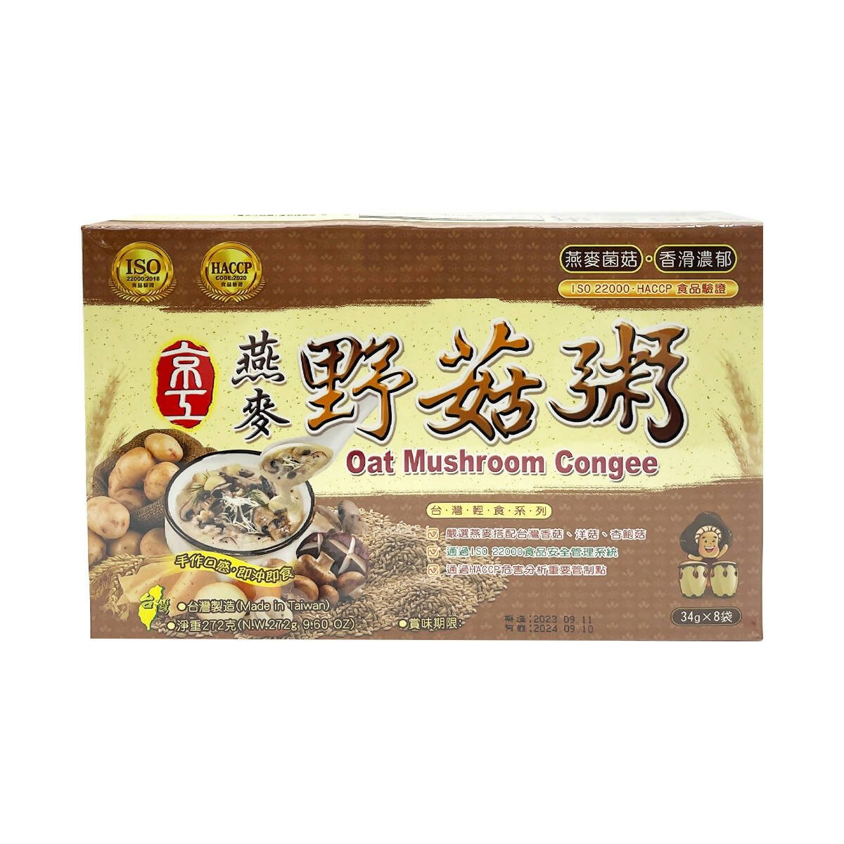台灣直郵【京工】KINGKUNG 燕麥野菇粥 272g 8入