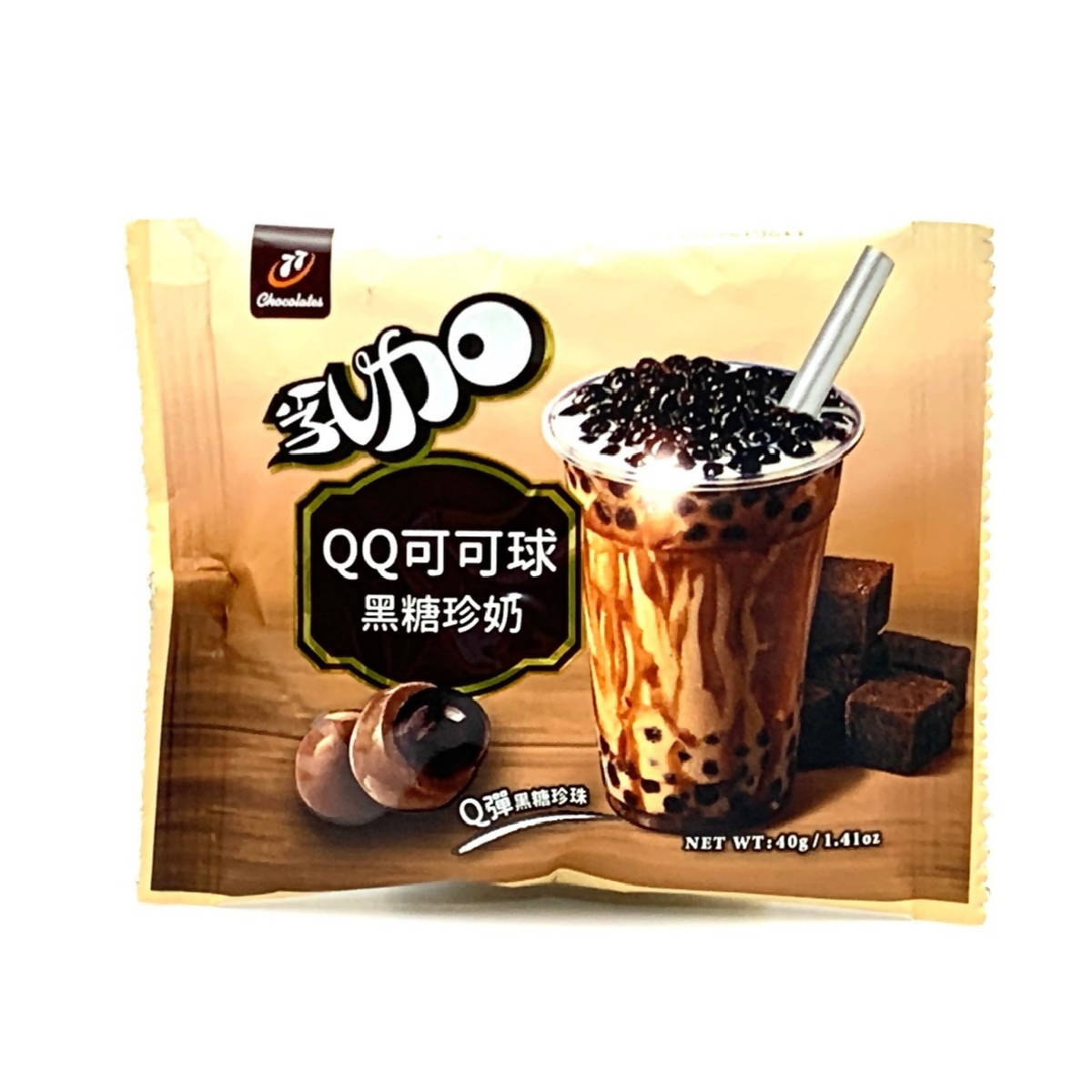 台灣直郵【77乳加】HUNYA FOODS QQ可可球(黑糖珍奶) 40g/bag