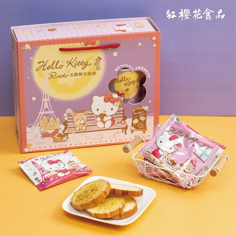 台灣【紅櫻花】 Hello Kitty 法國麵包脆餅禮盒 125g/10入( 贈送馬克杯 )