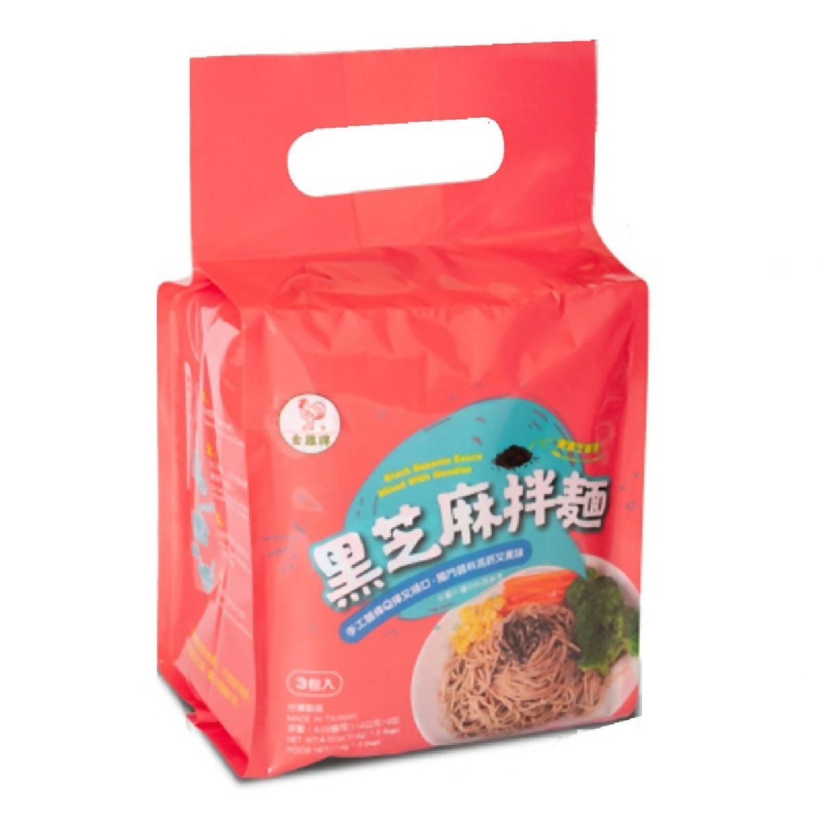 [台灣直郵]金雞牌 JINGJIMEN 黑芝麻拌麵 342g 3入