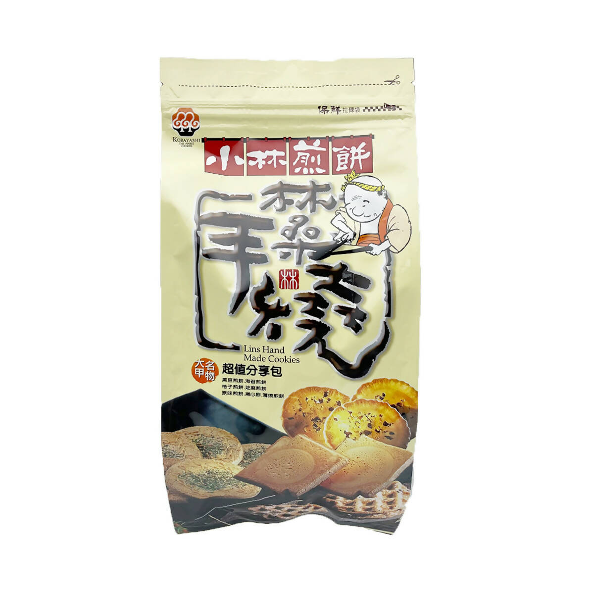 Taiwan direct mail [Kobayashi Pancake] KOBAYASHI Lin Sang Hand Burned Value Sharing Pack 7 Flavor 300g 