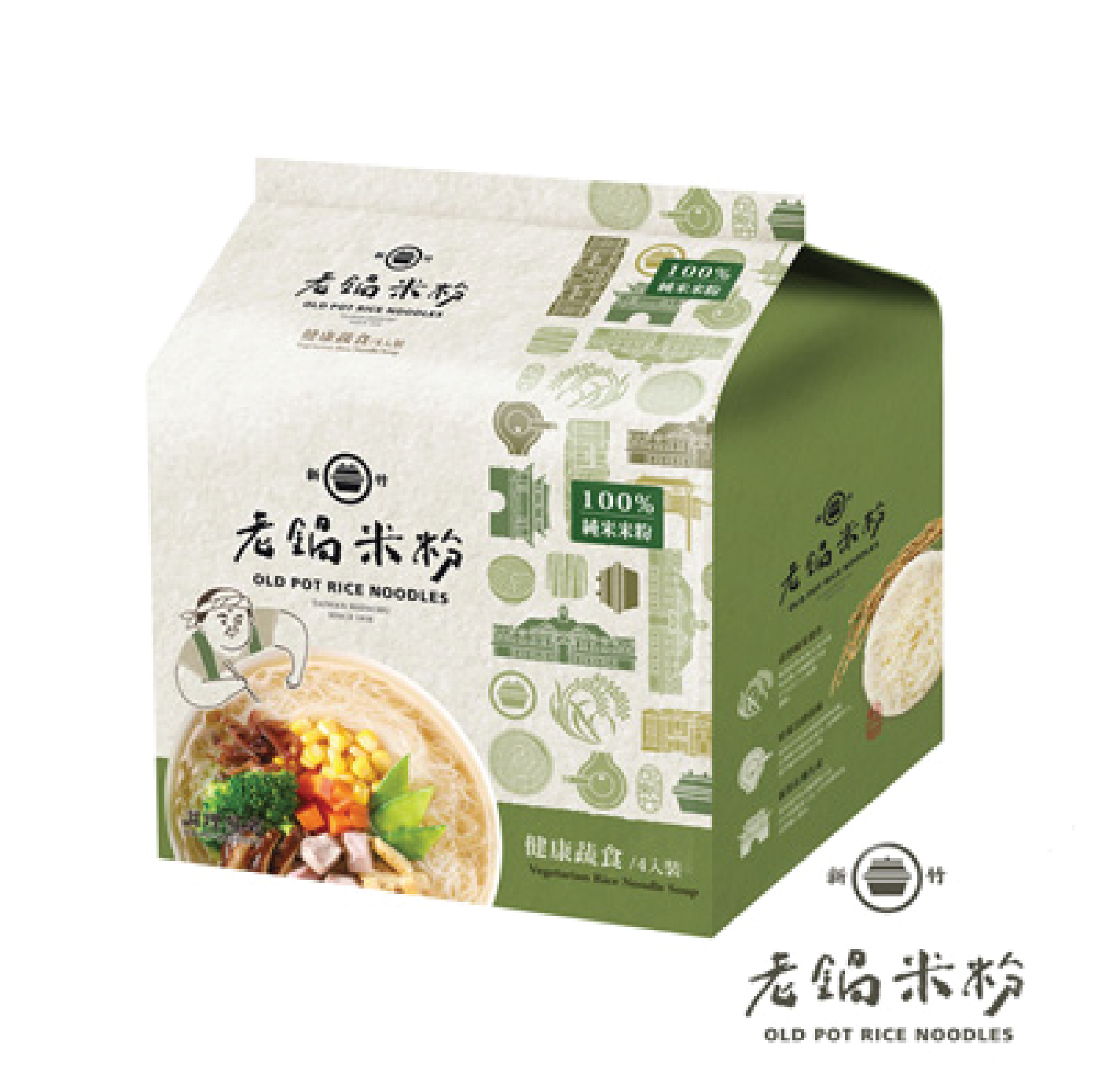 台灣【老鍋米粉】健康蔬食湯米粉60克x4袋