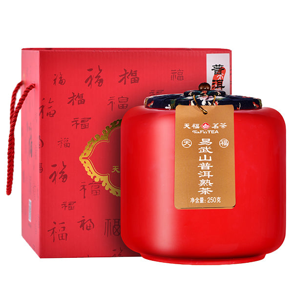 China [Tianfu Tea] Yunnan Yiwushan aged Pu'er cooked tea gift box 250g 