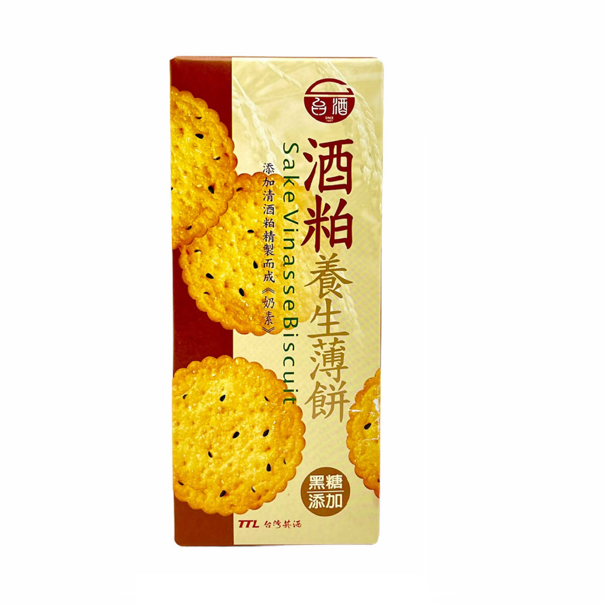 台灣直郵【台酒】 TTL TAIWAN 酒粕養生薄餅(黑糖) 120g 6入