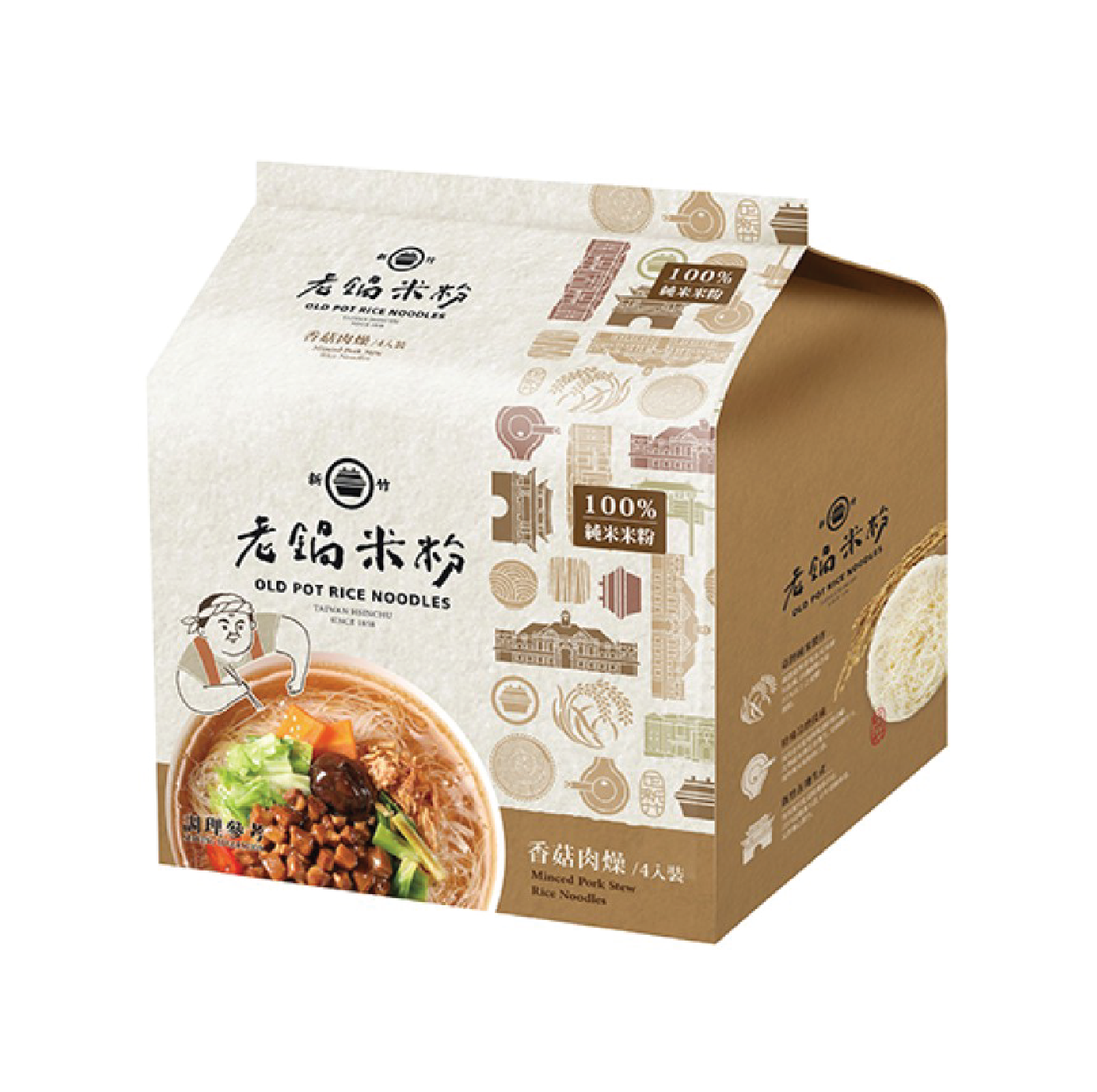 台灣【老鍋米粉】香菇肉燥米粉 60克x4袋