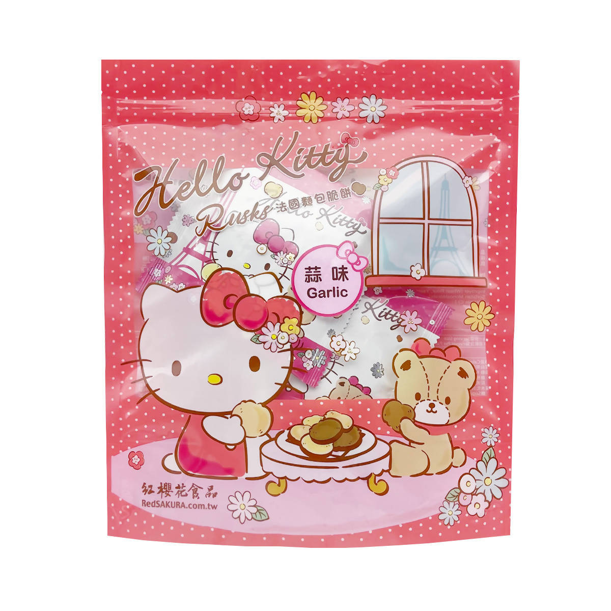 [台灣直郵] 紅櫻花 RED SAKURA KT法國麵包脆餅(蒜味) 100g 8入